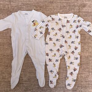 Disney Light Blue and Striped One Piece Footies - vintage